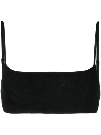 Muller Of Yoshiokubo Ribbed-knit Cropped Top In Black