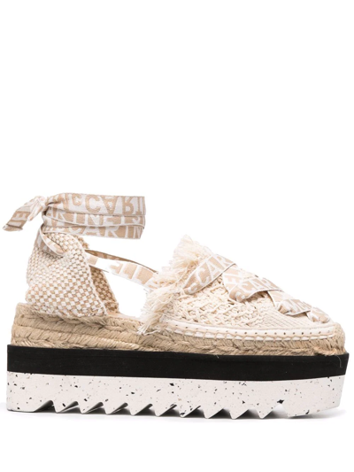 Stella Mccartney Gaia Organic Canvas Espadrille Sandals In Beige