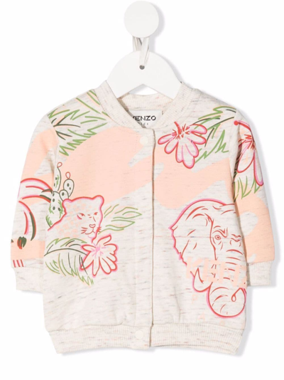 Kenzo Babies' Patterned Button-up Cardigan In Neutrals