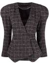 Ulyana Sergeenko Check Wrap-style Blazer In Black