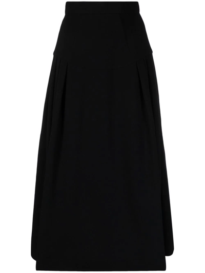 Ulyana Sergeenko A-line Silk Midi Skirt In Black