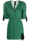 Ulyana Sergeenko Printed V-neck Minidress In Green
