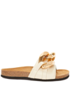 Jw Anderson Chain-embellished Leather Slides In Neutrals