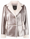 Geox Faux Shearling-trimmed Jacket In Brown