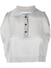 Prada Cropped Sleeveless Top In Gray