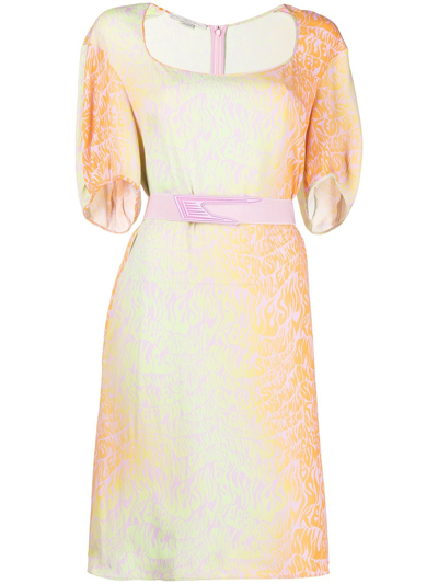Stella Mccartney Keep On Smiling Belted Dress In Multi-colored