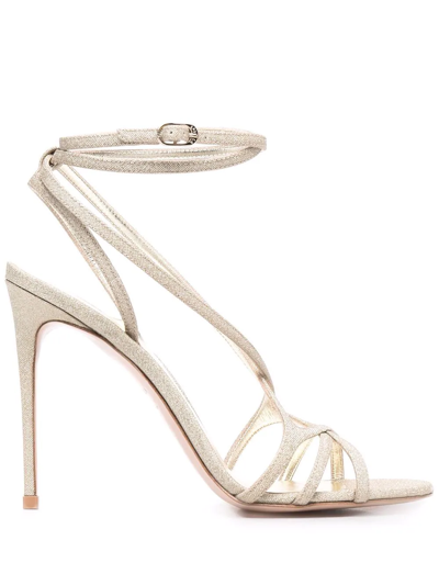 Le Silla Metallic Strap-wrap Sandals In Gold