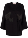 Valentino Embroidered Butterfly Wrap Jacket In Black