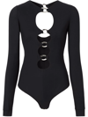Burberry Cut-out Detail Stretch Jersey Bodysuit Black In Black