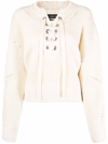 ISABEL MARANT LACE-UP RIBBED-KNIT JUMPER