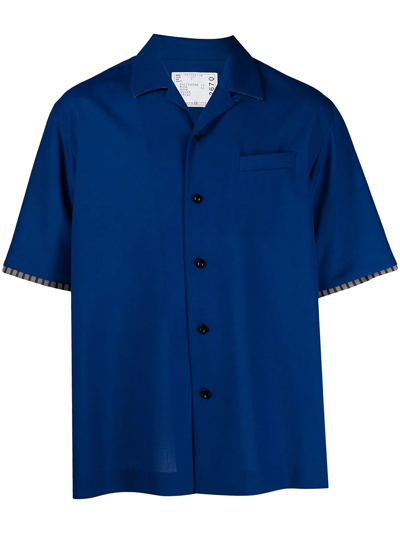 Sacai Layered-detail Short-sleeve Shirt In Blue