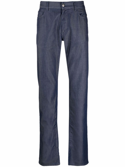 Canali Mid-rise Straight-leg Jeans In Blau