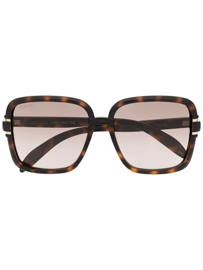 Gucci Tortoise-shell Oversized Sunglasses In Brown