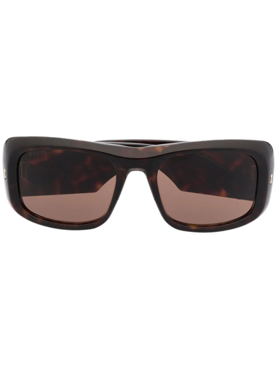 Gucci Rectangular Oversized-arm Sunglasses In Brown