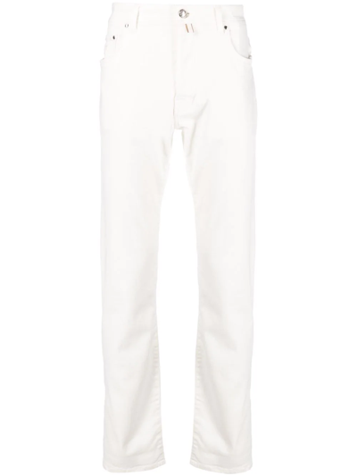Jacob Cohen 头巾细节直筒牛仔裤 In White