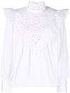 Chloé High-neck Broderie Anglaise Blouse In White
