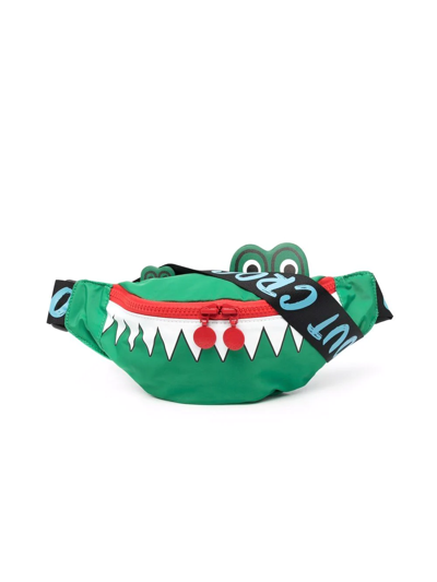 Stella Mccartney Kids' Crocodile-print Belt Bag In Green