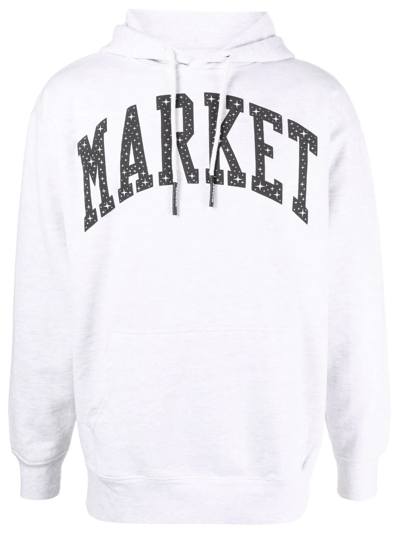 Market Logo-print Drawstring Hoodie In Grey