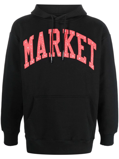 Market Logo-print Drawstring Hoodie In Black