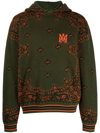 Amiri Bandana-jacquard Cotton And Cashmere-blend Hoodie In Green
