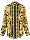 Versace Barocco Print Long-sleeve Silk Shirt In Multi-colored