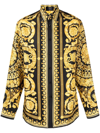 Versace Silk Printed Shirt For Men In Black