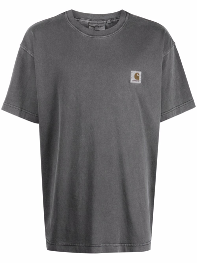Carhartt Nelson Logo-patch Crewneck T-shirt In Grey