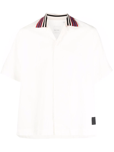 Paul Smith Contrasting Collar White Short Sleeved Shirt