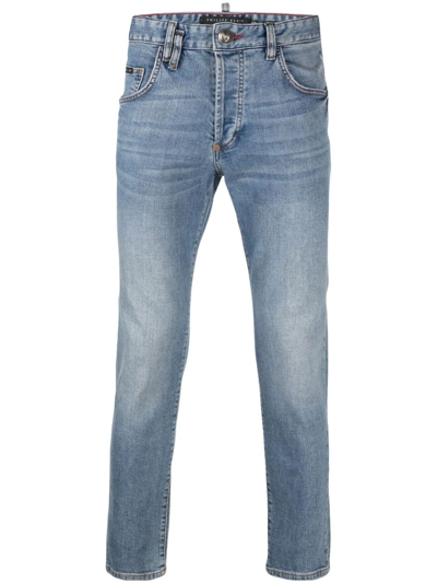Philipp Plein Mid-rise Slim-fit Jeans In Blau