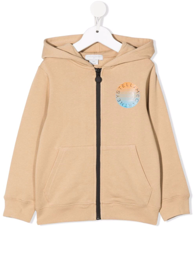 Stella Mccartney Kids' Logo-print Hooded Jacket In Neutrals