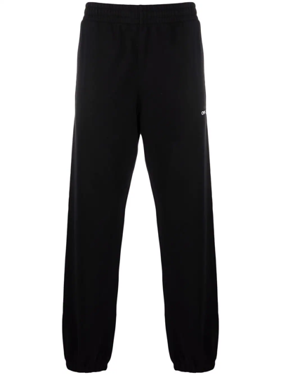 Off-white Wave Diag Printed Cotton Track Pants In Black