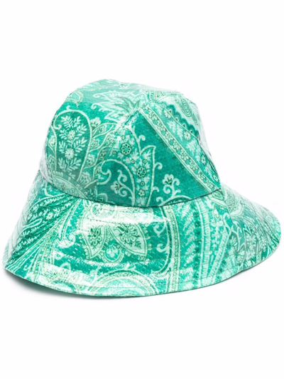 Etro Paisley-print Bucket Hat In Green