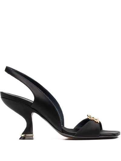 Lanvin Gem Logo-plaque Sandals In Black