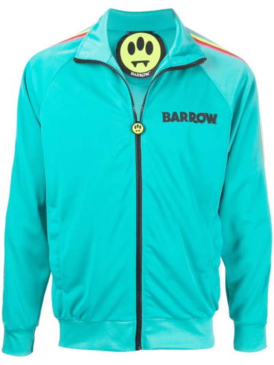 Barrow Rainbow-stripe Zip-up Sweatshirt In Green