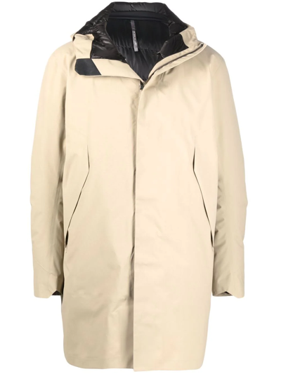 Veilance Hooded Padded Coat In Neutrals
