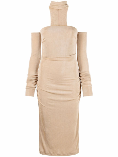 Misbhv Sheer-panel Dress In Neutrals
