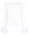 ATU BODY COUTURE FEATHER CUFFS OFF-SHOULDER TOP