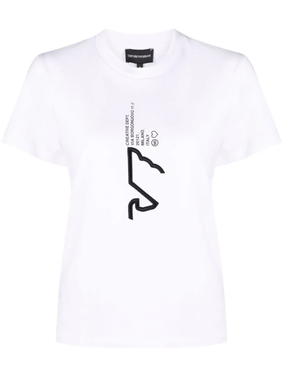 Emporio Armani Heavyweight Jersey T-shirt With Borgonuovo 11 Eagle Embroidery In White