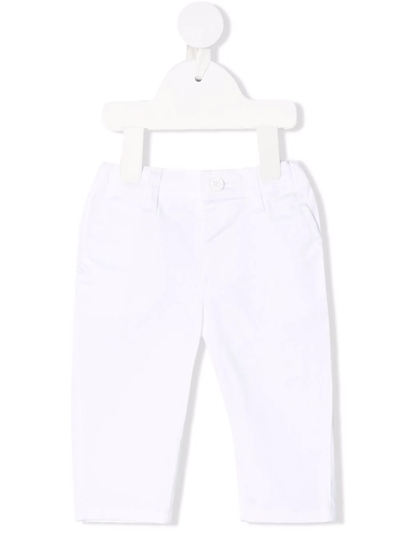 Emporio Armani Babies' Mid-rise Elasticated-waist Trousers In Bianco