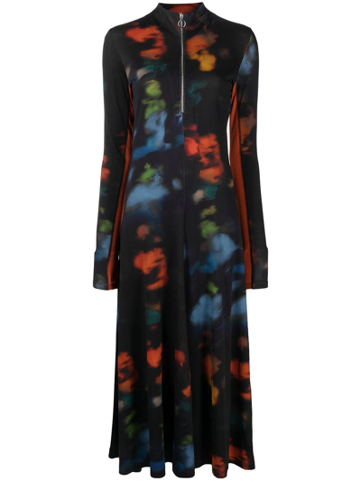 Paul Smith Patterned Zip-front Midi Dress In Multicolour