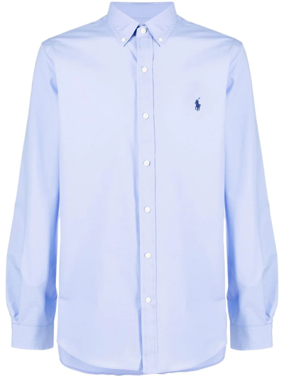 Polo Ralph Lauren Long-sleeve Buttoned Collar Shirt In Blue