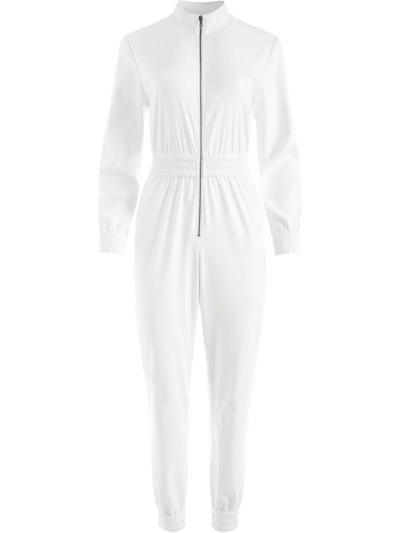 Alice And Olivia Levi Vegan Leather Jumpsuit In White