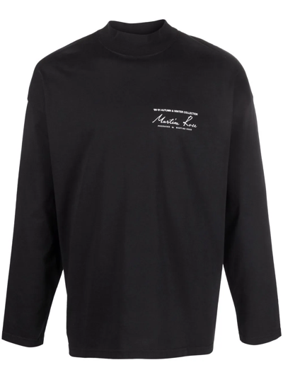 Martine Rose Funnel Neck Longsleeve T-shirt In Black