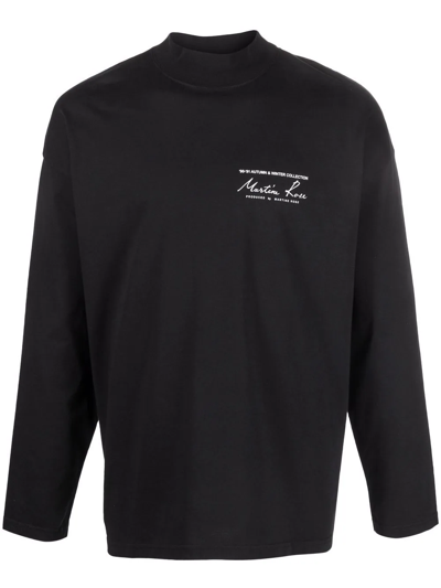 Martine Rose Funnel Neck Longsleeve T-shirt In Nero