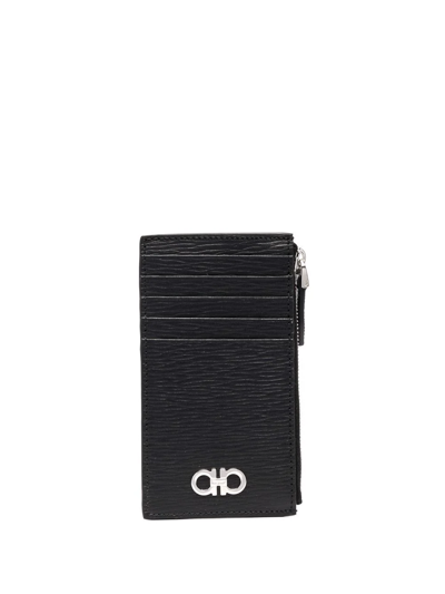 Ferragamo Logo Zipped Wallet In Black