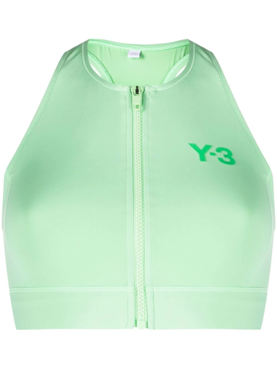 Y-3 Debossed-logo Bikini Top In Super Green