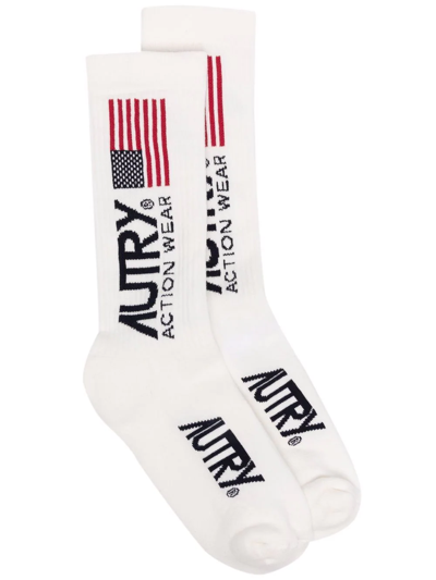 Autry Logo-print Socks In White