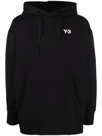 Y-3 Logo-print Pullover Hoodie In Black