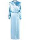 Blanca Vita Empire-line Pleated Gown In Blue