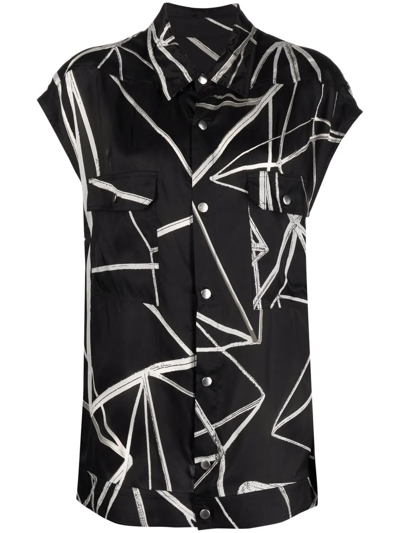 Rick Owens Graphic-print Overshirt In Black